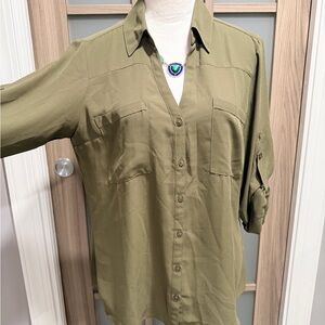 Express Olive Green Portofino Shirt